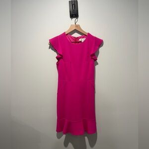 She + Sky Hot Pink Fuchsia Ruffle Hem Dress S